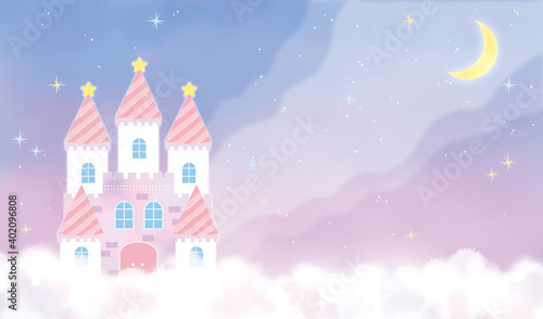 ファンシーなお城と星のイラスト Clip art of fancy castle and star　
　
