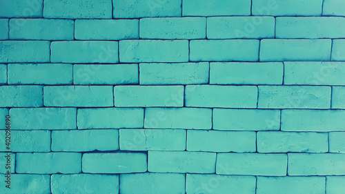 Green brick wall for background. Pastel painting of brickwork wallpaper. 