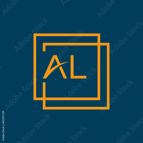 Creative initial letter AL square logo design concept vector