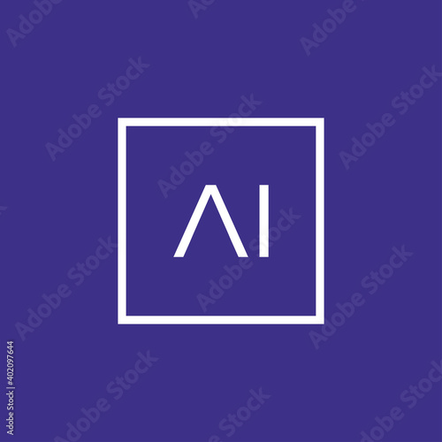 Creative initial letter AI square logo design concept vector