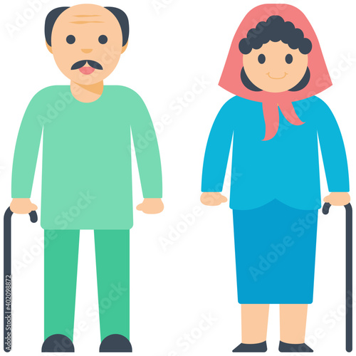 Old Couple Flat Icon