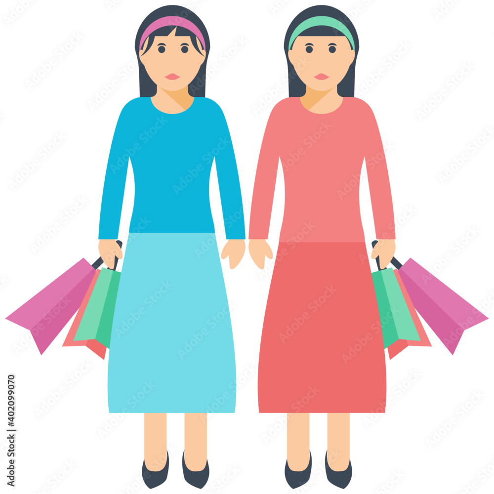 Ladies Shopping Flat Icon Ladies Shopping Flat Icon