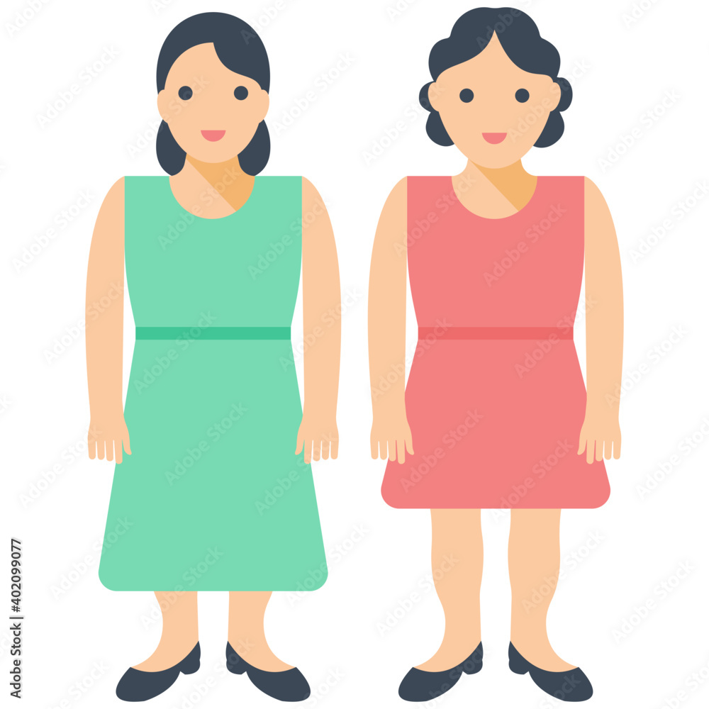 Obraz premium Two Females Flat Icon