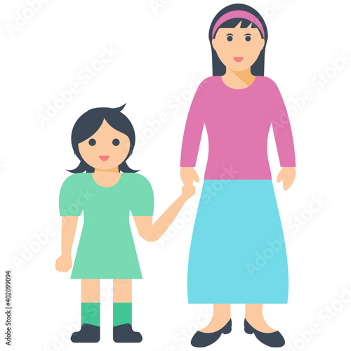 Mother and Daughter Flat Icon