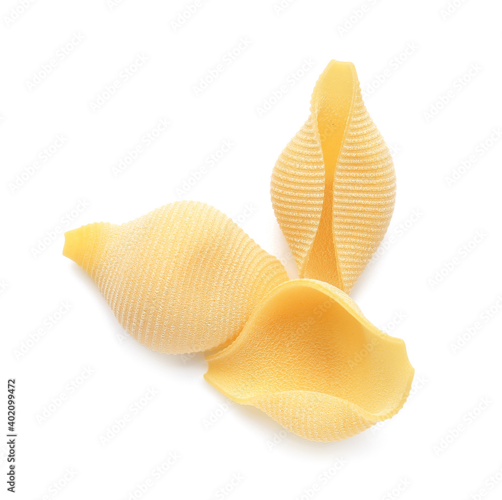 Uncooked pasta isolated on white background Uncooked pasta isolated on white background