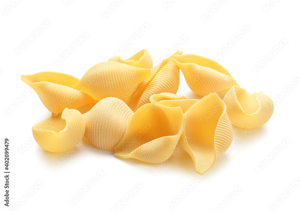 Uncooked pasta isolated on white background Uncooked pasta isolated on white background