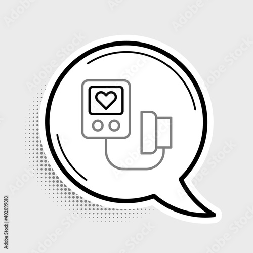 Line Blood pressure icon isolated on grey background. Colorful outline concept. Vector.