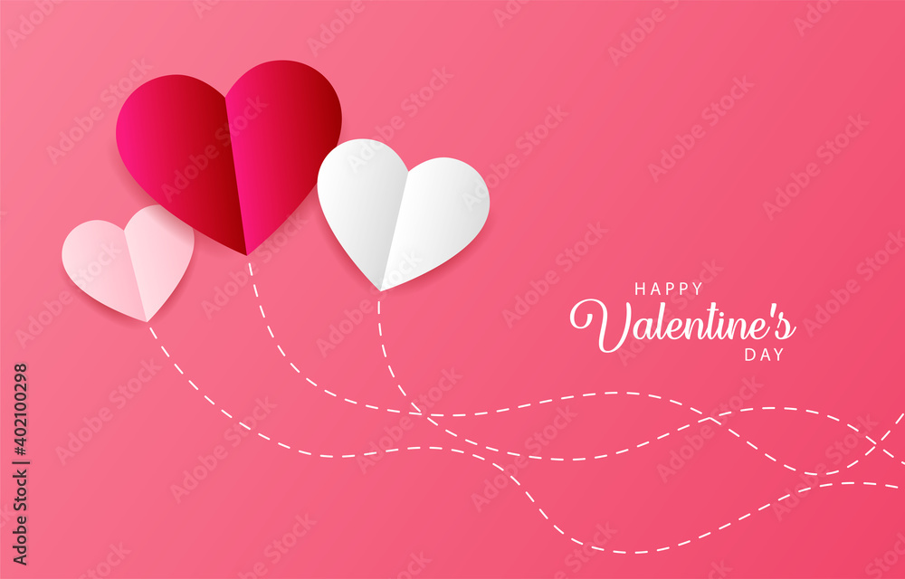 Happy Valentine's Day Hearts with pink Background. for Greeting Card, banners, Wallpaper. flyers, invitation, posters, brochure, voucher discount. Vector Illustration Graphic.