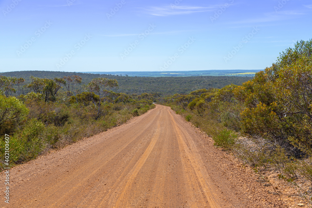 sandy gravel road in the Stirling Range National Park in Western Australia