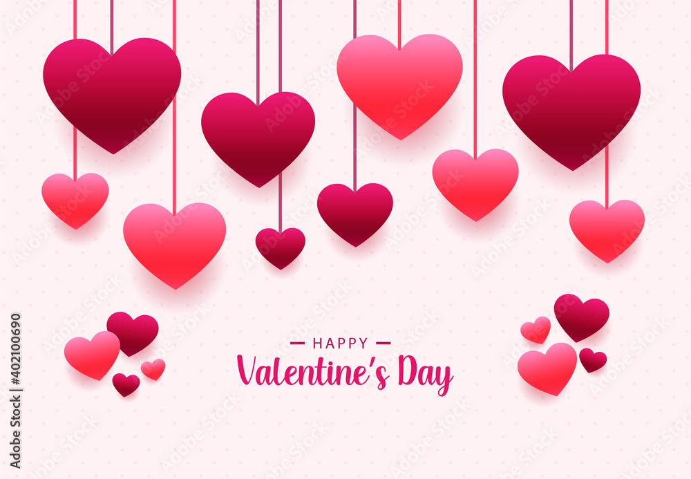 Happy Valentine's Day Background with love hearts and lettering for Greeting Card, banners, Wallpaper, flyers, invitation, posters, brochure, voucher discount. Vector Illustration Graphic.