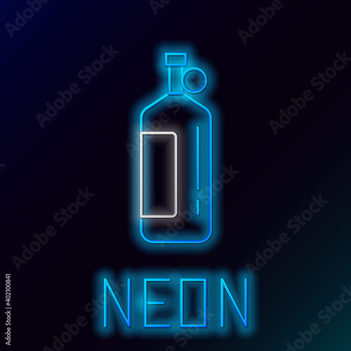 Glowing neon line Aqualung icon isolated on black background. Oxygen tank for diver. Diving equipment. Extreme sport. Diving underwater equipment. Colorful outline concept. Vector.