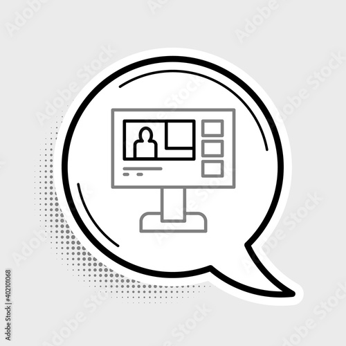 Line Television report icon isolated on grey background. TV news. Colorful outline concept. Vector.