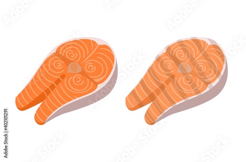 fresh salmon piece and grilled one