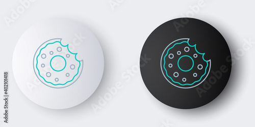 Line Donut with sweet glaze icon isolated on grey background. Colorful outline concept. Vector.