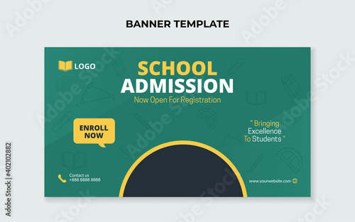 School admission banner template. Suitable for junior or preschool promotion