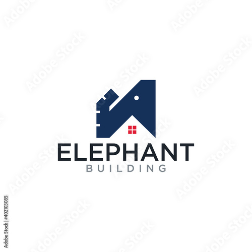 Elephant building concept logo design