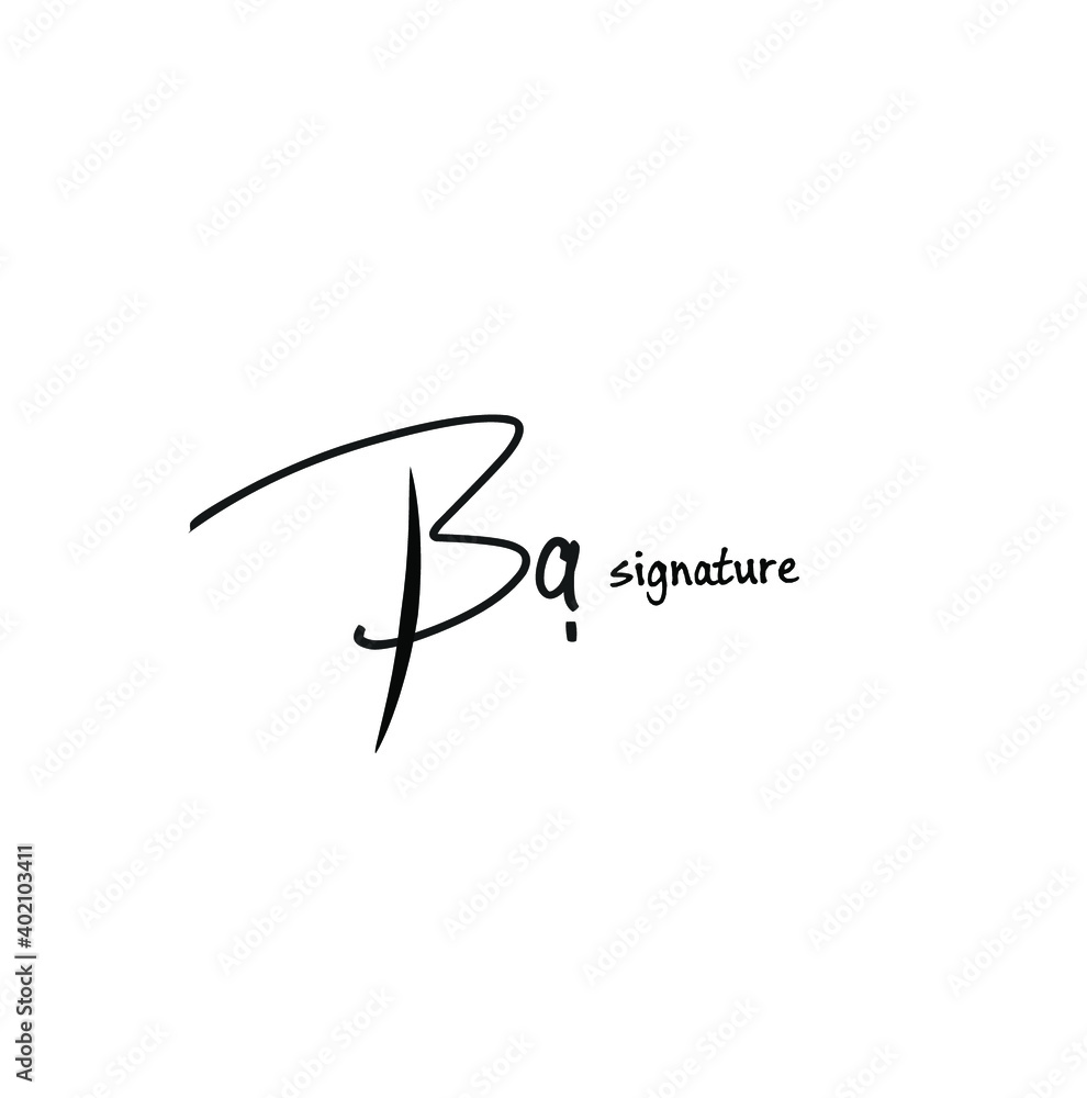 Ba hand handwritten logo for identity Ba hand handwritten logo for identity