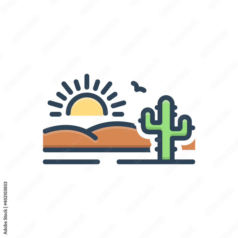 Fototapeta premium Color illustration icon for desert