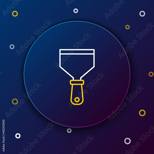 Line Putty knife icon isolated on blue background. Spatula repair tool. Spackling or paint instruments. Colorful outline concept. Vector.