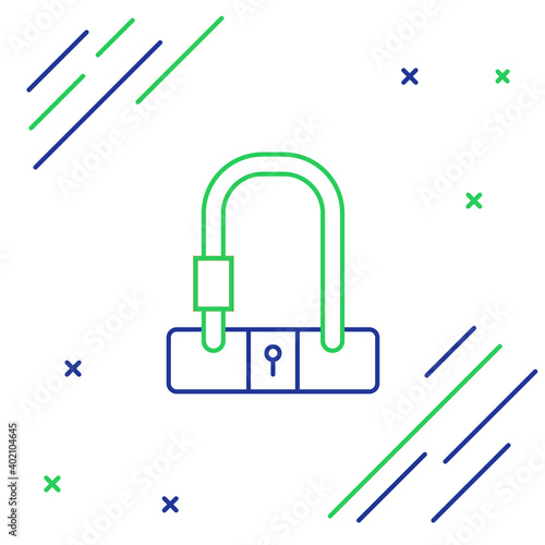 Line Bicycle lock U shaped industrial icon isolated on white background. Colorful outline concept. Vector.