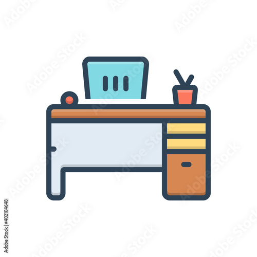 Color illustration icon for desk