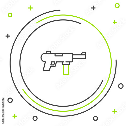 Line Submachine gun M3, Grease gun icon isolated on white background. Colorful outline concept. Vector.