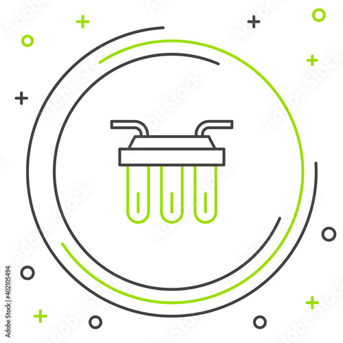 Line Water filter icon isolated on white background. System for filtration of water. Reverse osmosis system. Colorful outline concept. Vector.