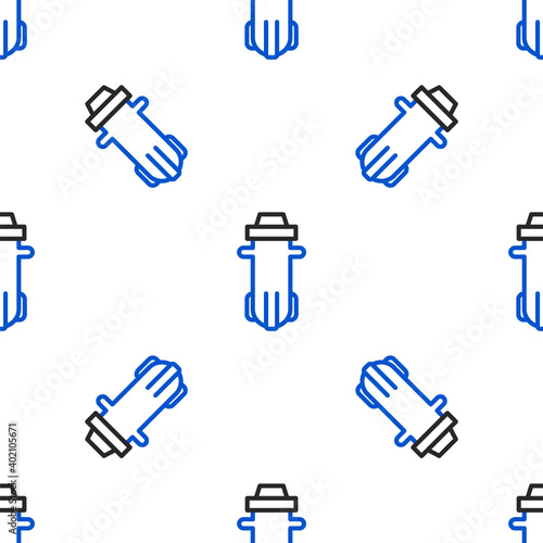 Line Water filter icon isolated seamless pattern on white background. System for filtration of water. Reverse osmosis system. Colorful outline concept. Vector.