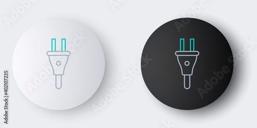 Line Electric plug icon isolated on grey background. Concept of connection and disconnection of the electricity. Colorful outline concept. Vector.