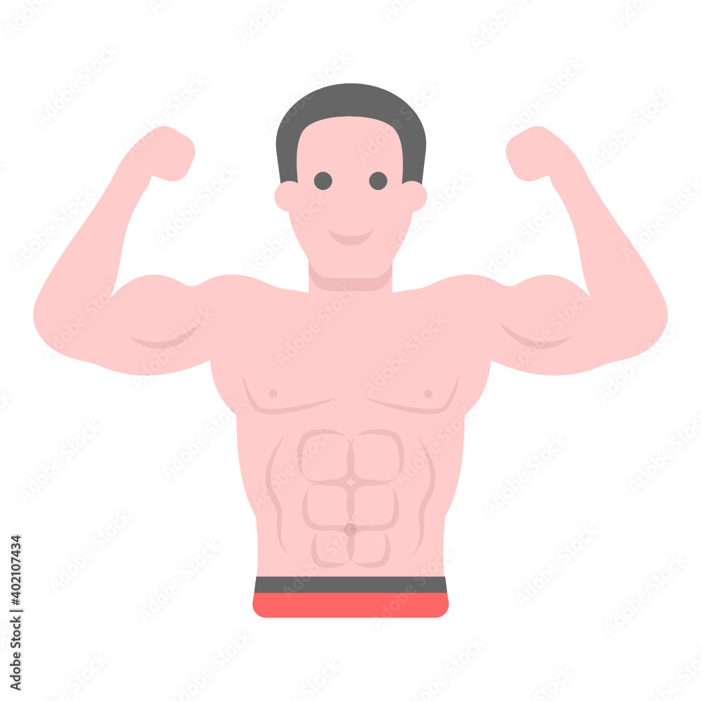 Six pack flat editable vector, body part
Six pack flat editable vector, body part