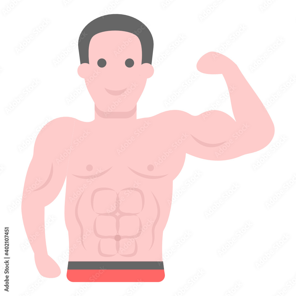 Fototapeta premium Six pack flat editable vector, body part 