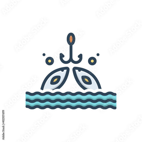 Color illustration icon for fishing 