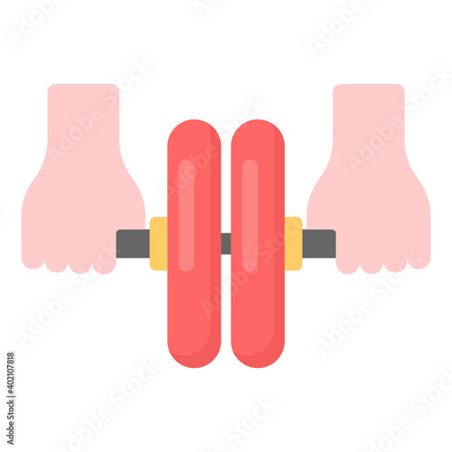 
Weight lifting flat trendy vector showing hands lifting weight 
