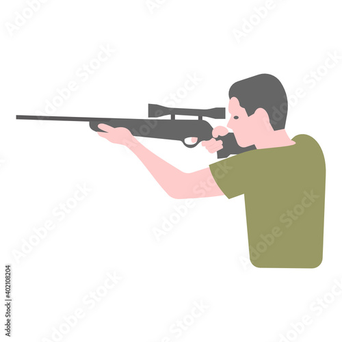 
Shooter in trendy customized vector showing avatar with gun 
