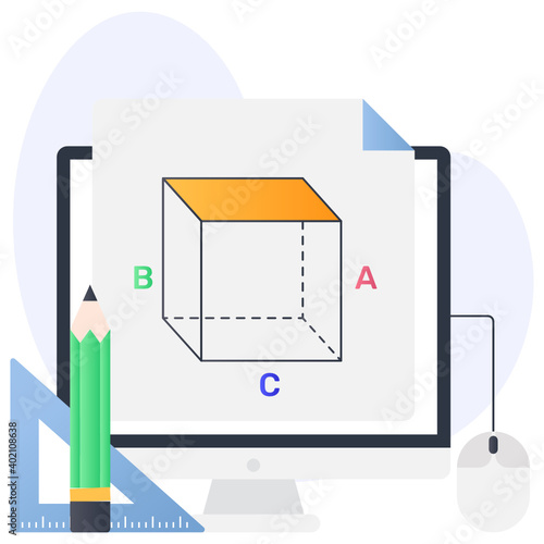 
3d digital artwork, flat conceptual icon of 3d modelling 
