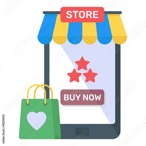 
Flat icon of mobile store, mcommerce 
