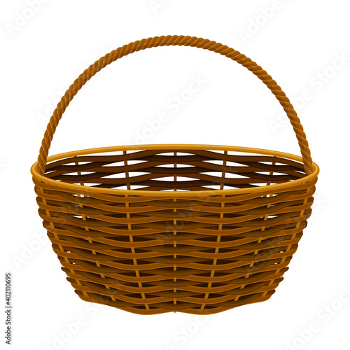 Wicker Basket as Container Woven from Stiff Fiber Vector Illustration