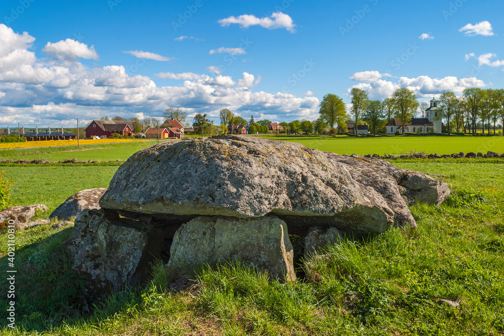 Passage grave at a field in the Swedish countryside