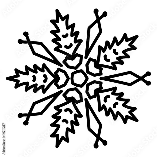  Snowflake icon in linear style, winter decorative pattern 