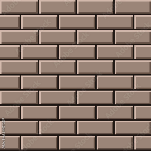 Brown brick texture pixel art. Vector picture.