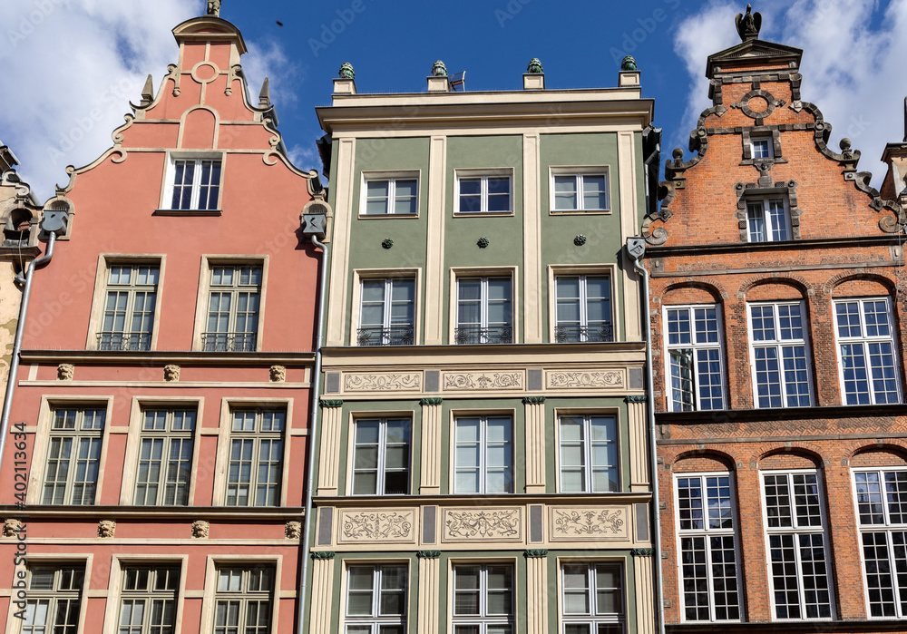  The facades of the restored Gdańsk patrician houses at Long Lane in Old Town.