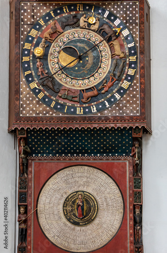 Astronomical clock in St Mary's Church made in 1464–1470 by Hans Düringer. Gdansk, Poland.