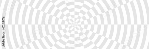 Vector illustration of target pattern with optical illusion. Op art abstract background. Long horizontal banner.