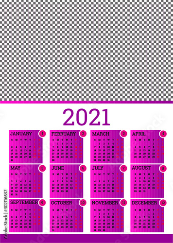 Wall Calendar 2021 Design (1 page)
