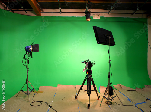 Green Screen Sound Stage Lights Camera