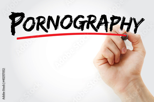 Pornography text with marker, concept background