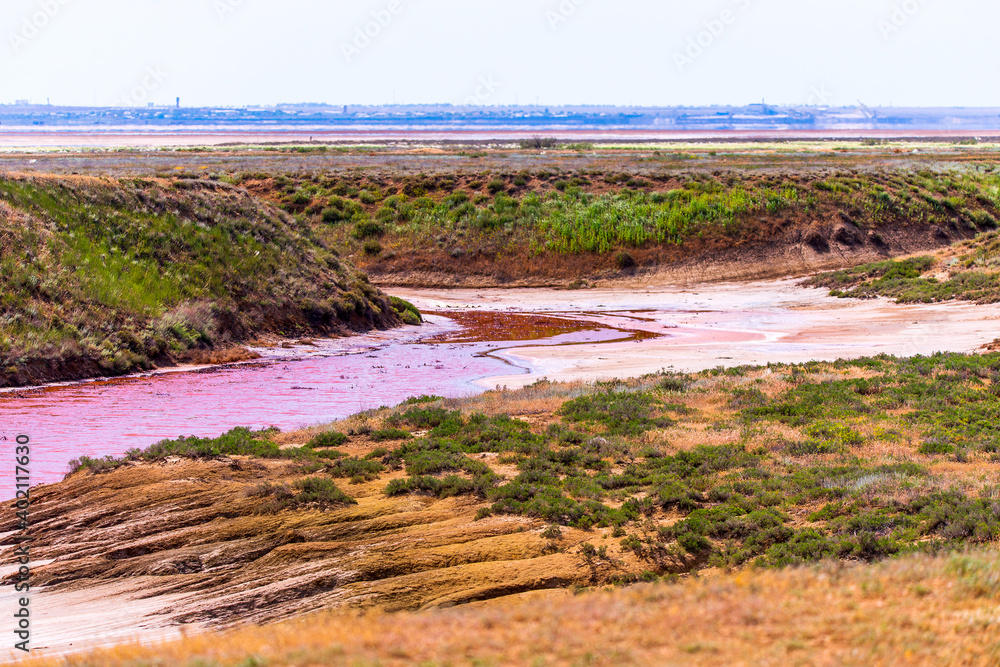 The water in the river is red due to iron saturation