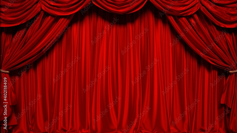 赤いカーテンのステージの3dイラスト Stock Illustration Adobe Stock