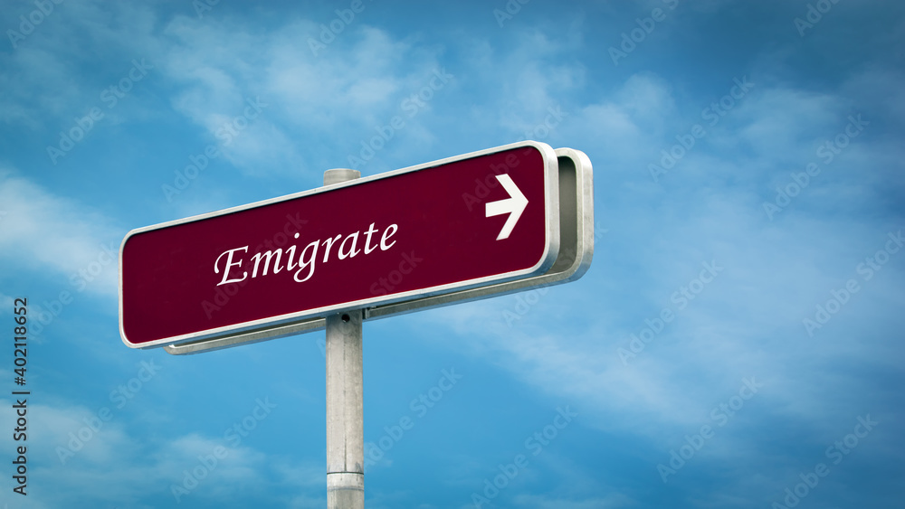 Fototapeta premium Street Sign to Emigrate