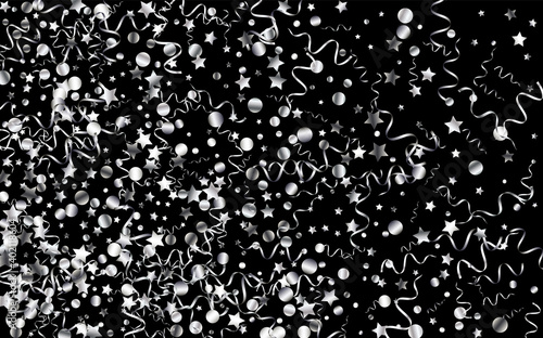 Silver Confetti Decoration Vector Black